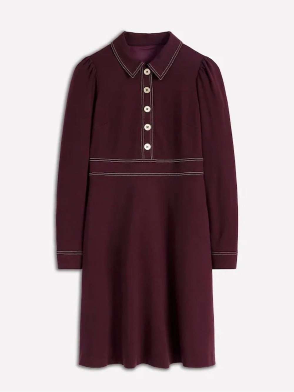 Boden Plum Long-Sleeve Polo Dress size 10 - Picture 3 of 6